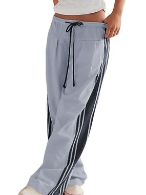 NWT Light Blue Drawstring Side-Stripe Womens Pants